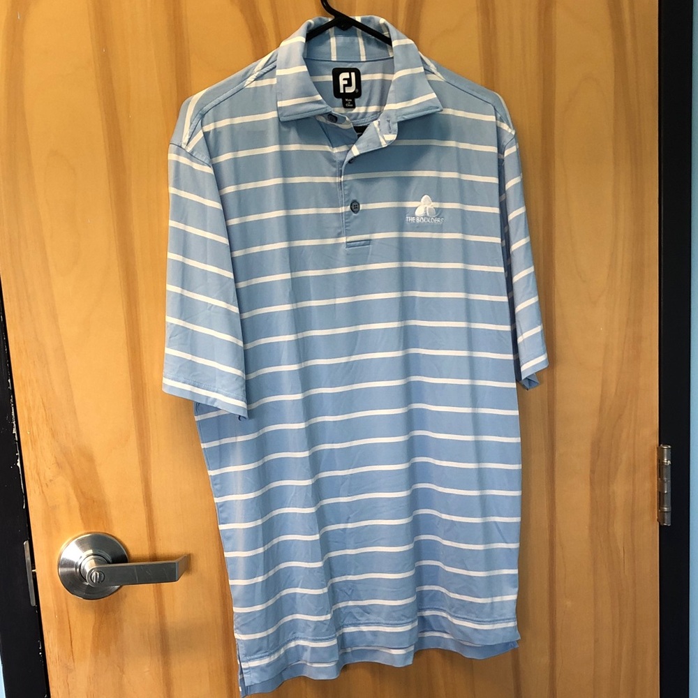 FootJoy Men's Light Blue and White Polo Shirt